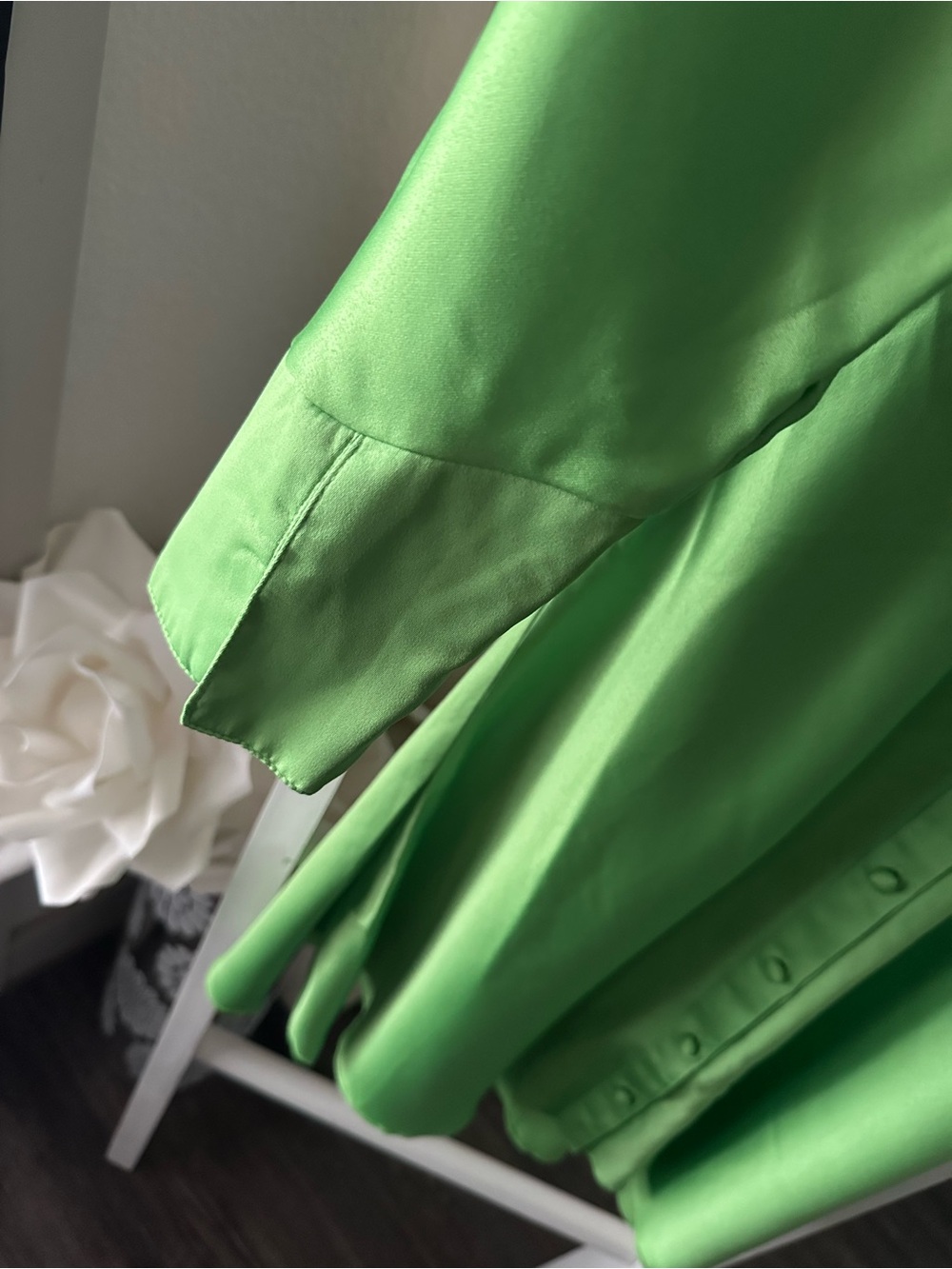 ASOS Satin Tie-Waist Mini Dress - Lime Green Size 4 - Picture 6 of 6